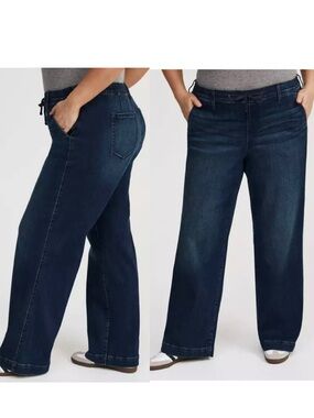 Torrid Weekend Wide Leg Super Soft Denim Pants Size 2R Dark Indigo (18-20)